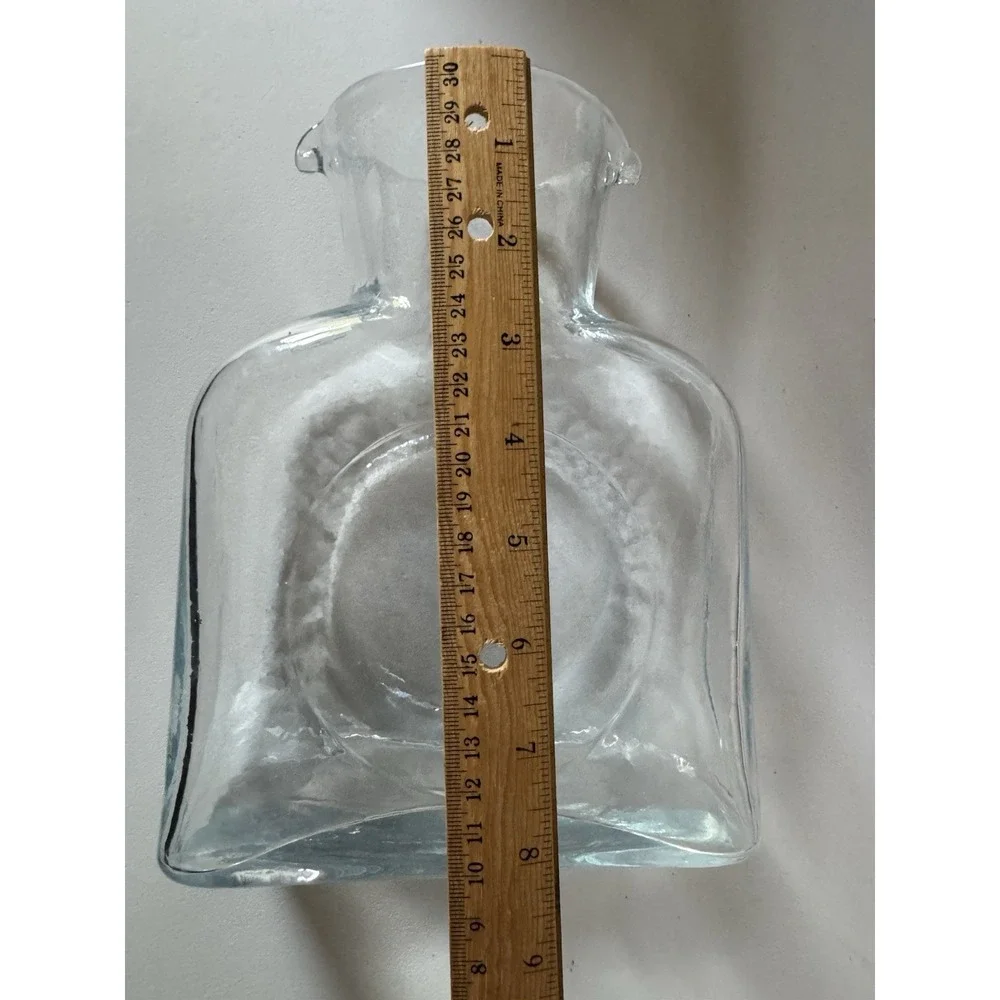 Vintage Blenko Glass #384 Water Carafe - Hand‎ Blown Crystal Clear - Dual Spout